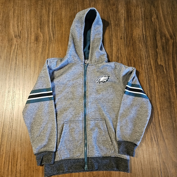 Philadelphia Eagles Jacket Hooded Youth Sz 14-16 Full Zip NFL Team Apparel - Picture 1 of 5